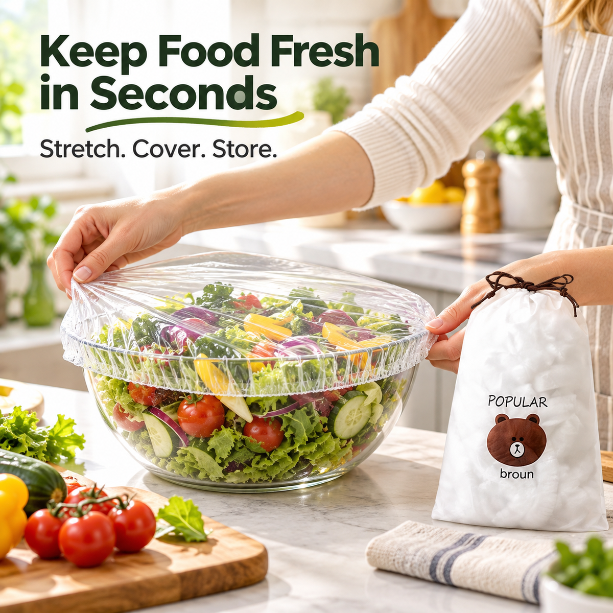 Disposable Elastic Food Covers – Stretch-to-Fit Bowl & Plate Covers for Easy Food Storage