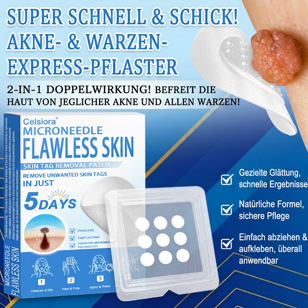👩‍⚕️ Celsiora® 2-in-1 Mikronadel- & Hydrokolloid-Pflaster | Entferner für erhabene Muttermale, Akne, flache Warzen & Hautanhängsel | Verbessert Falten, Narben & Hautunreinheiten | Unsichtbare Stern-Pickelpflaster für Gesicht & Körper