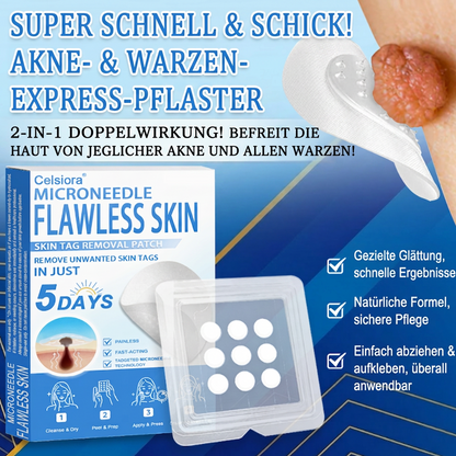 👩‍⚕️ Celsiora® 2-in-1 Mikronadel- & Hydrokolloid-Pflaster | Entferner für erhabene Muttermale, Akne, flache Warzen & Hautanhängsel | Verbessert Falten, Narben & Hautunreinheiten | Unsichtbare Stern-Pickelpflaster für Gesicht & Körper