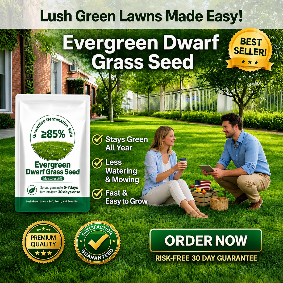 🔥Last Day Promotion 49% OFF🔥🌱2026 Evergreen Dwarf Grass Seed for Four Seasons| Durable, Vibrant Green All Year