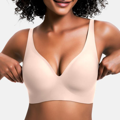 Abodenice Wireless Womens Comfortable Wireless Bras Push Up Bralettes Seamless Tshirts Bras Deep V