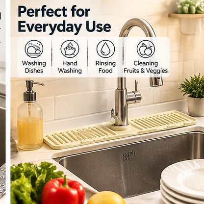 Foldable Silicone Faucet Splash Guard & Drain Mat – Keep Your Sink Area Clean & Dry