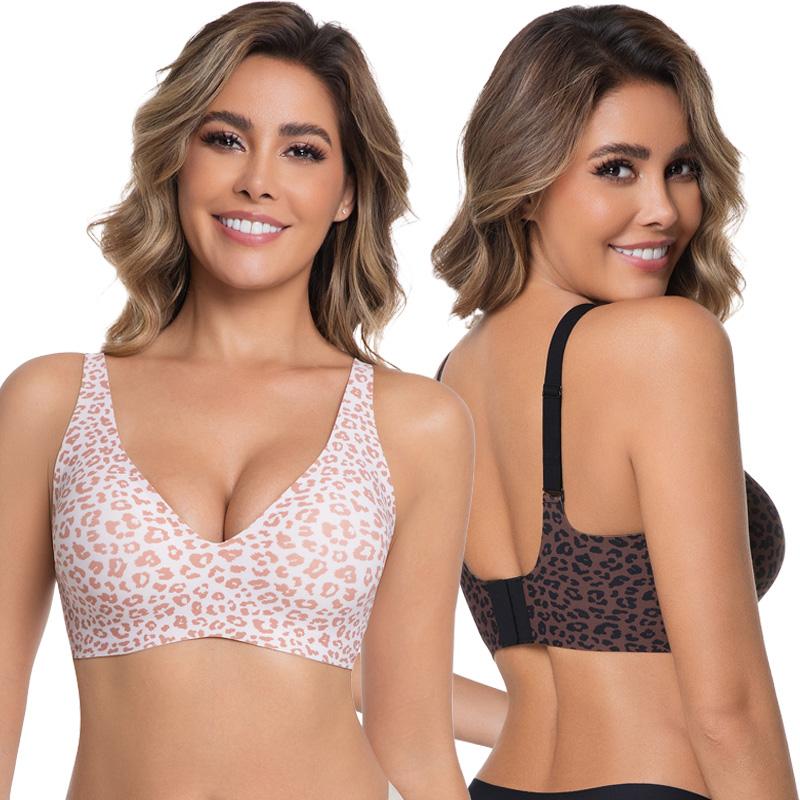 Abodenice Wireless Womens Comfortable Wireless Bras Push Up Bralettes Seamless Tshirts Bras Deep V