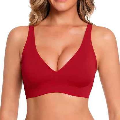 Abodenice Wireless Womens Comfortable Wireless Bras Push Up Bralettes Seamless Tshirts Bras Deep V