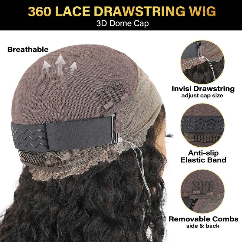 Sale Happening Now:70%OFF Pre-Cut Lace Kinky Straight 360 Full Lace Frontal Glueless Wig With Invisi Drawstring Pre Plucked Human Hair Wig