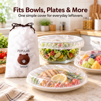 Disposable Elastic Food Covers – Stretch-to-Fit Bowl & Plate Covers for Easy Food Storage