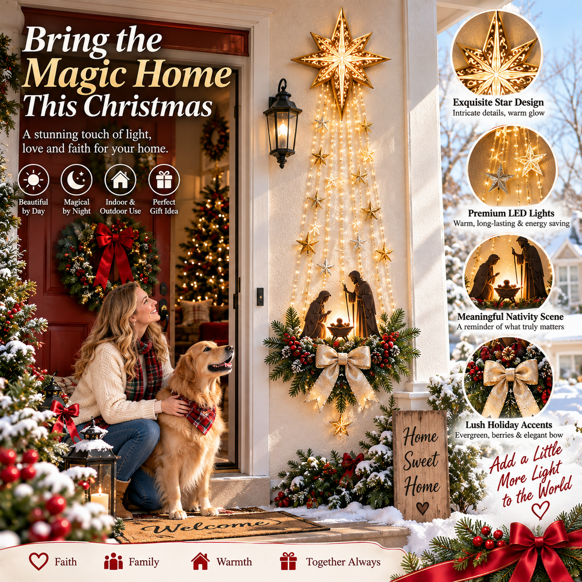 ✨Last Day 90% OFF✨✝️ Bethlehem Star – Lighted Nativity Wall Decor