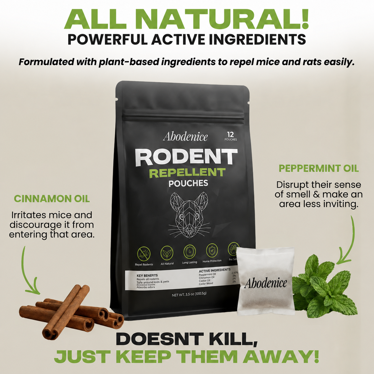 Abodenice® Natural Rodent Repellent Pouches