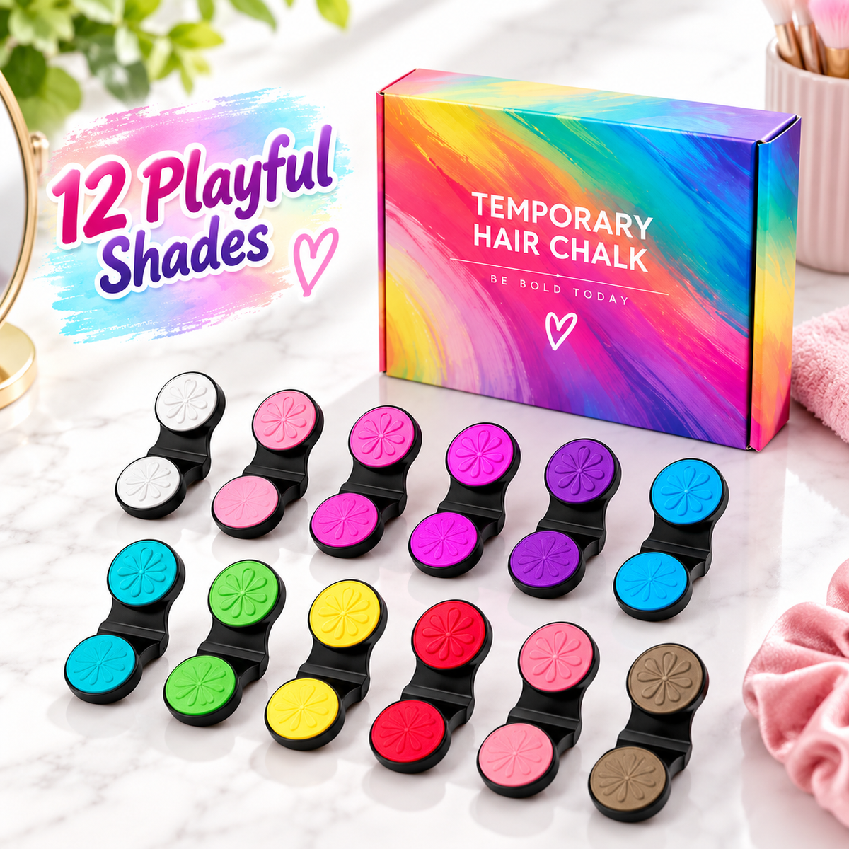 🔥Last Day 50% OFF - 🌈12-Color Temporary Hair Chalk Applicator Set