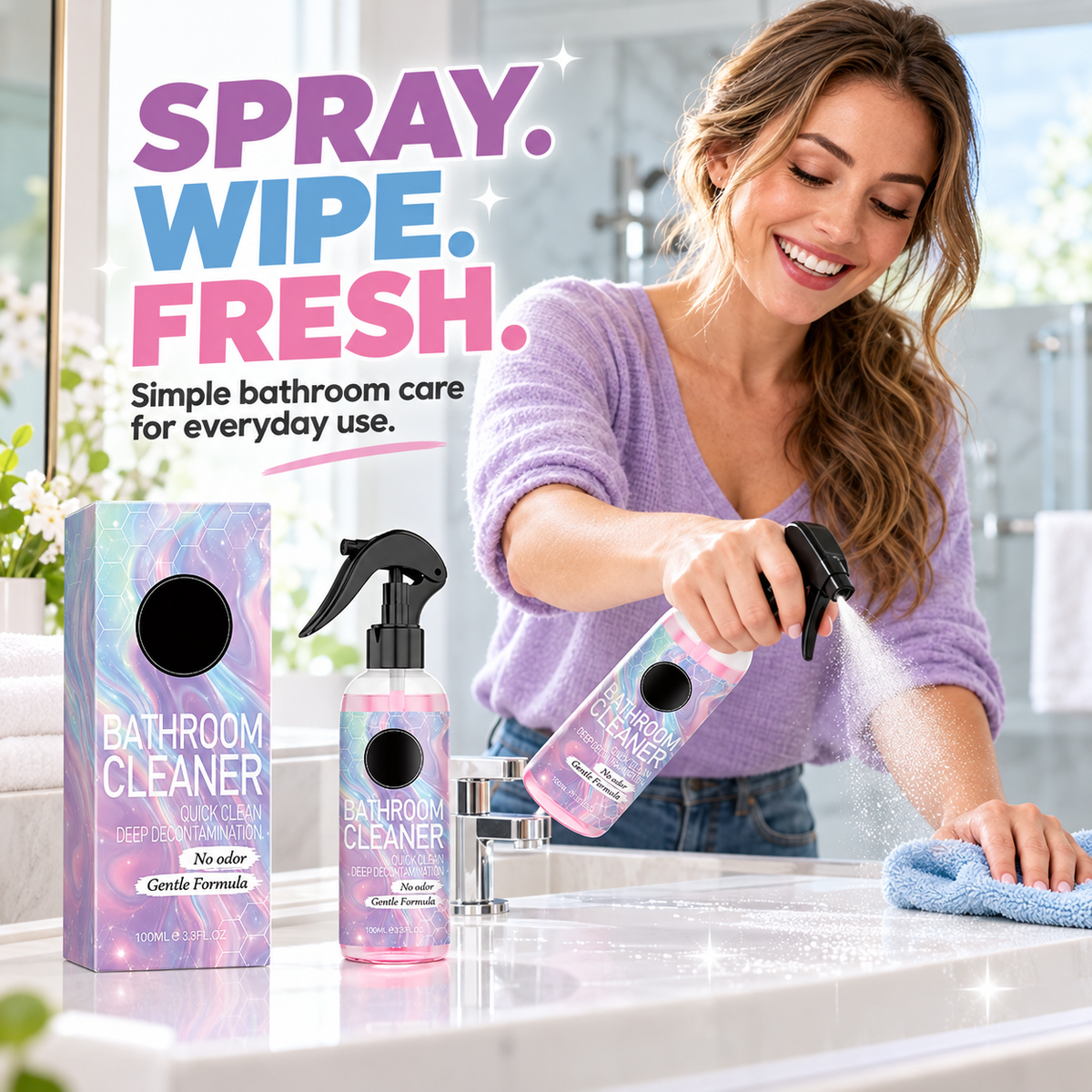 Bathroom Deep Cleaning Spray – Tackle Stubborn Water Stains, Soap Scum & Bathroom Grime