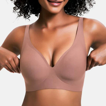 Abodenice Wireless Womens Comfortable Wireless Bras Push Up Bralettes Seamless Tshirts Bras Deep V