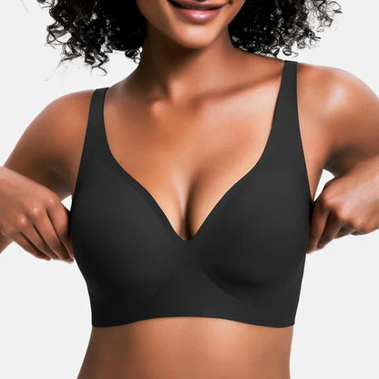 Abodenice Wireless Womens Comfortable Wireless Bras Push Up Bralettes Seamless Tshirts Bras Deep V