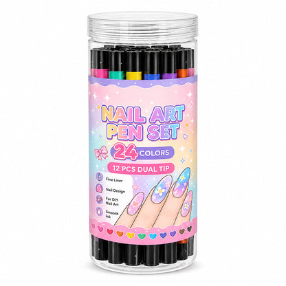🎨24‑Colors Dual‑Ended Nail Art Pens‑DIY Manicure Drawing Set🎁